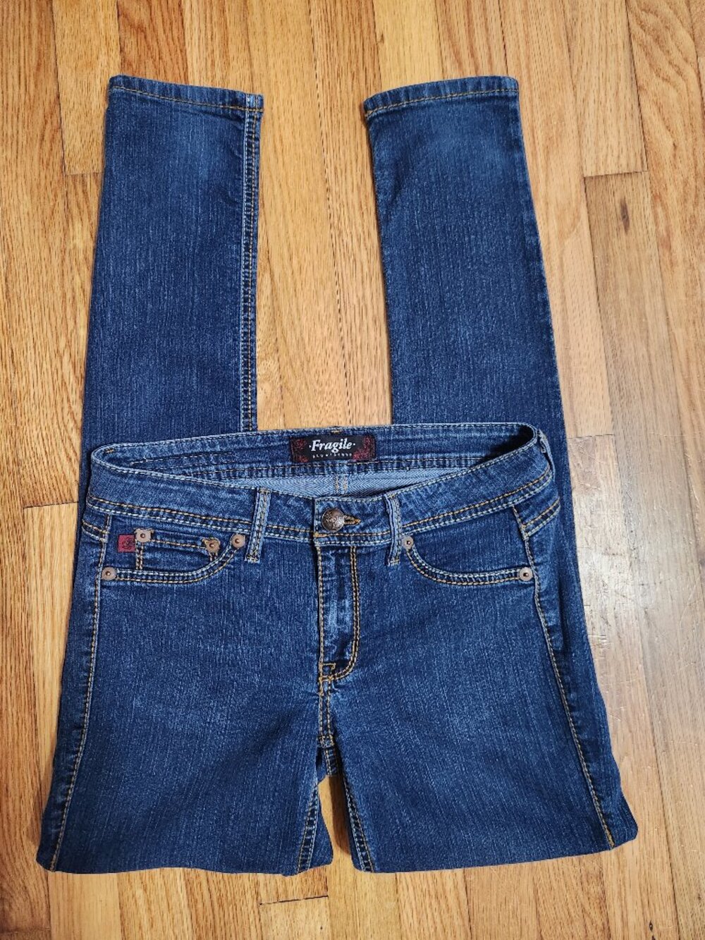 Vintage Y2K Fragile Blue Jeans Dark Wash Skinny Leg Denim Size 11